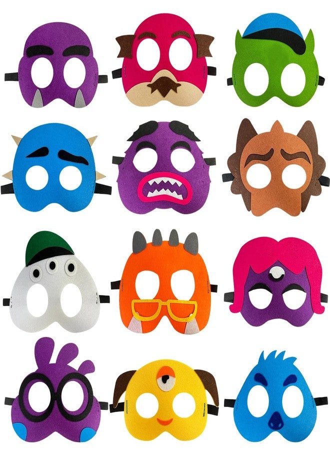 NF ORANGE 12pcs Monster Felt Masks，Monster Theme Party Supplies, the Monster Birthday party Decoration Birthday Party Dress Up Blindfold - Image 1